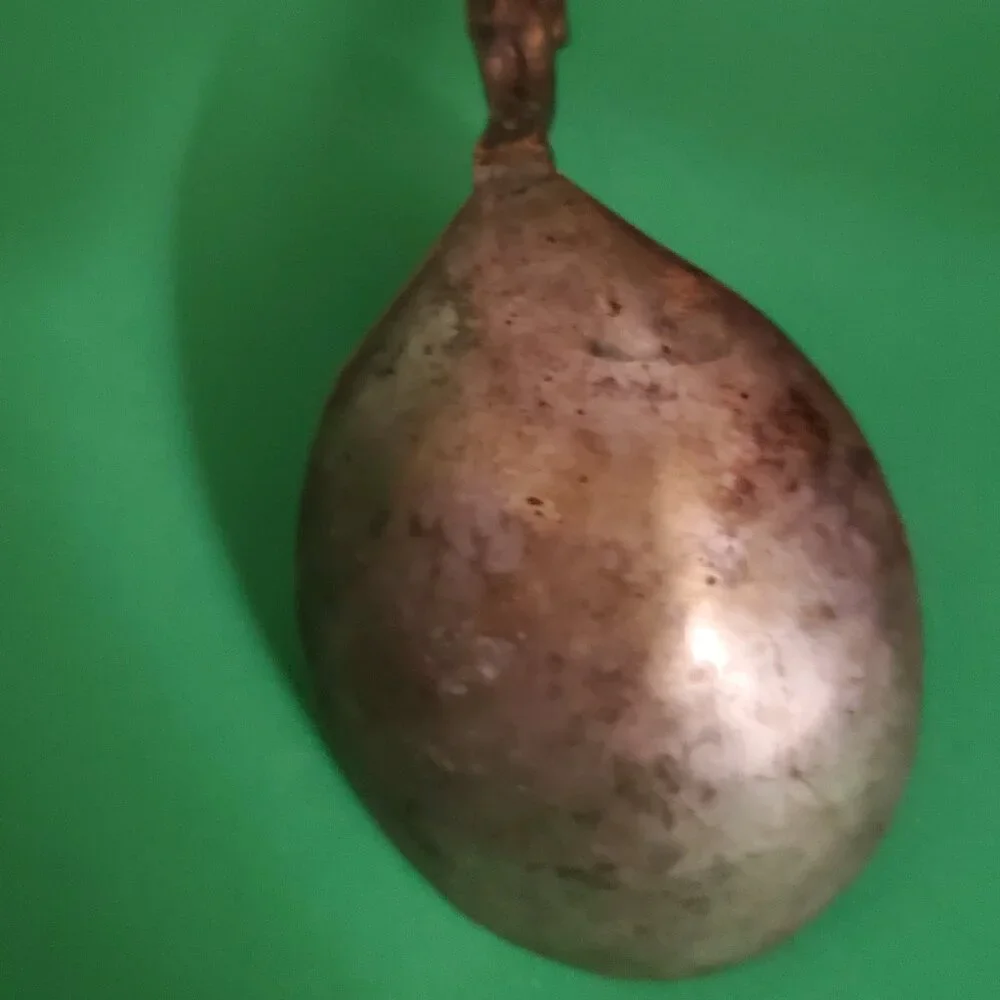 Antique Wide Bowl Spoon With Three Figures, Possibly Handmade